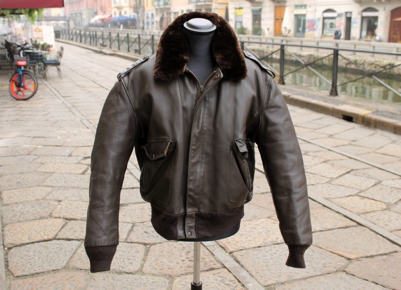 Giubbotto Schott Aviatore Vintage Pelle Marrone In