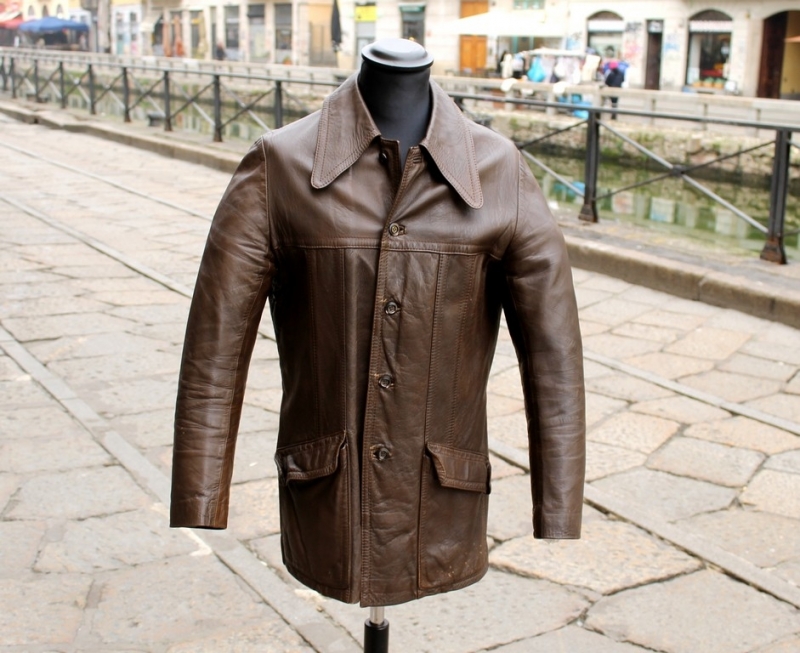 Vintage leather jacket size M brown colour