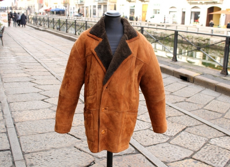 Giacca Cappotto Montone Shearling Vintage anni 90 