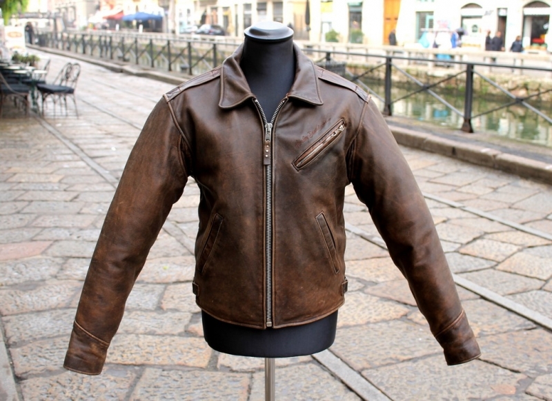 Giubbotto Pelle Harley Davidson Marrone Vintage Un