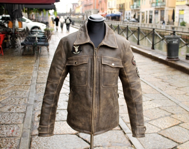 Giubbotto Pelle Vintage Moto Biker Caferacer Uomo