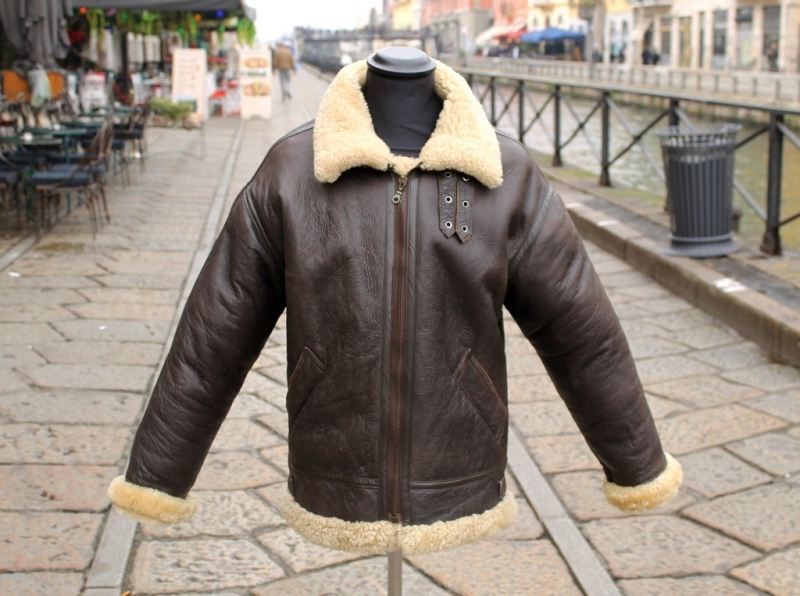 Giubbotto Pelle Montone Aviartore Vintage Original