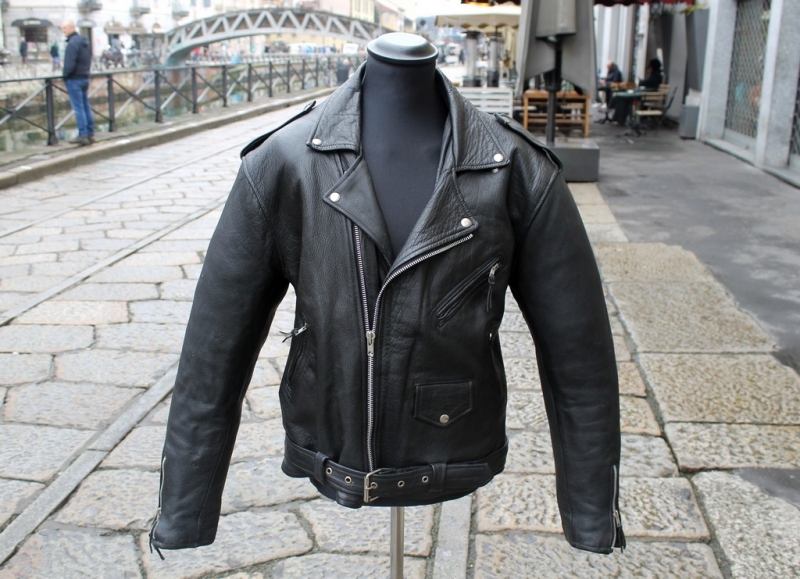 Giubbotto Pelle Chiodo Vintage Rock Taglia XL uomo