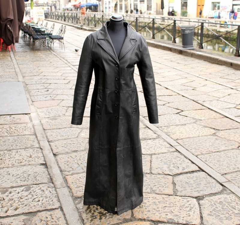 Trench Pelle Lungo Vintage Stile Matrix taglia 40 