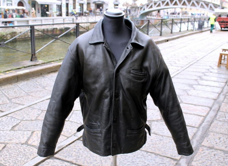 Giaccone Pelle Cuoio Pesante Vintage Anni 70 Tagli