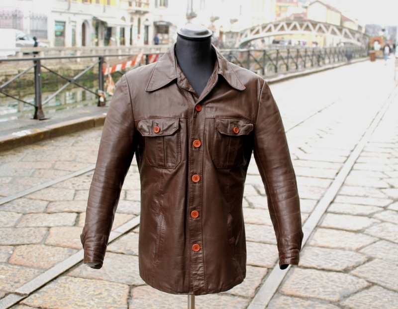 Giacca Pelle Vintage Anni 70 Marrone Vintage 