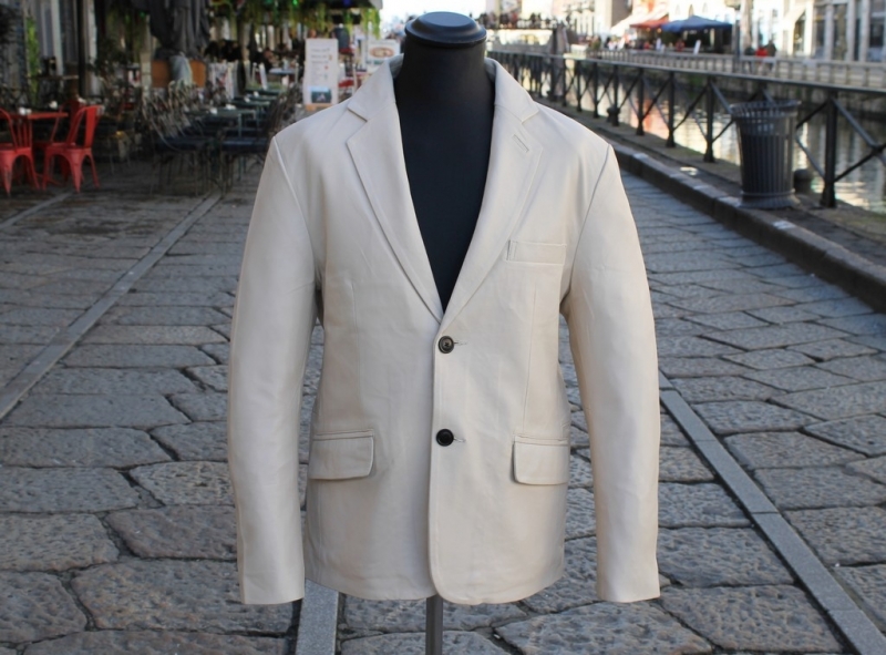Giacca Pelle Bianco Panna Blazer Guendj Modello An