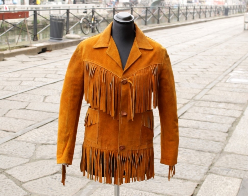 Giacca Pelle Frange Donna Made in Mexico Taglia M