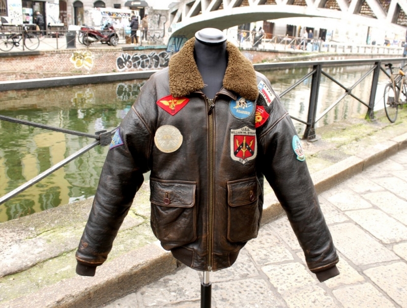 Giubbotto Pelle Aviatore Avirex Top Gun Vintage Or