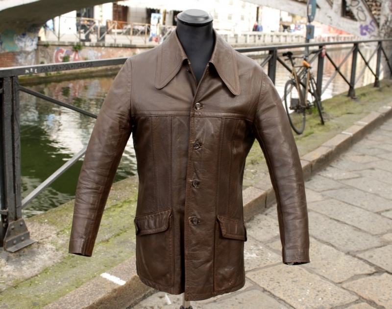 Giacca Pelle Anni 70 Vintage Taglia M