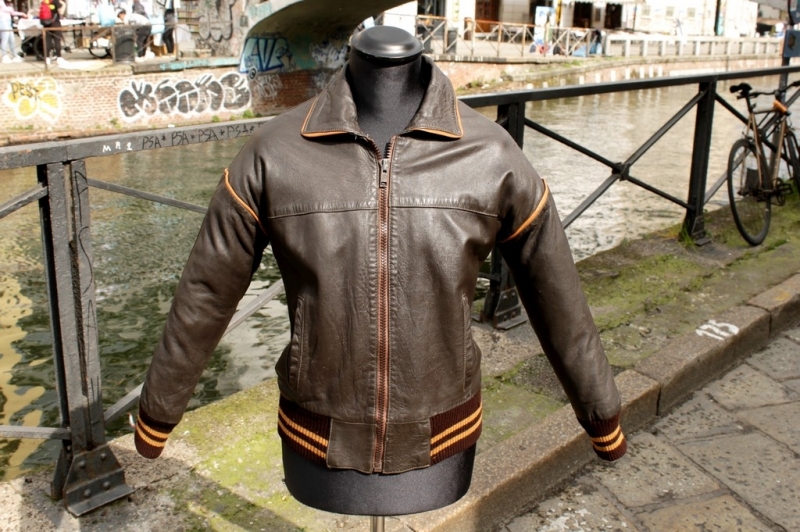 Giacca Pelle Bomber Vintage anni 70 taglia S