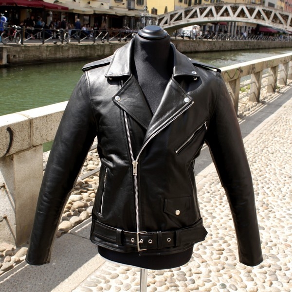 Giubbotto Chiodo Pelle Guendj Metal Rock Moto Orig