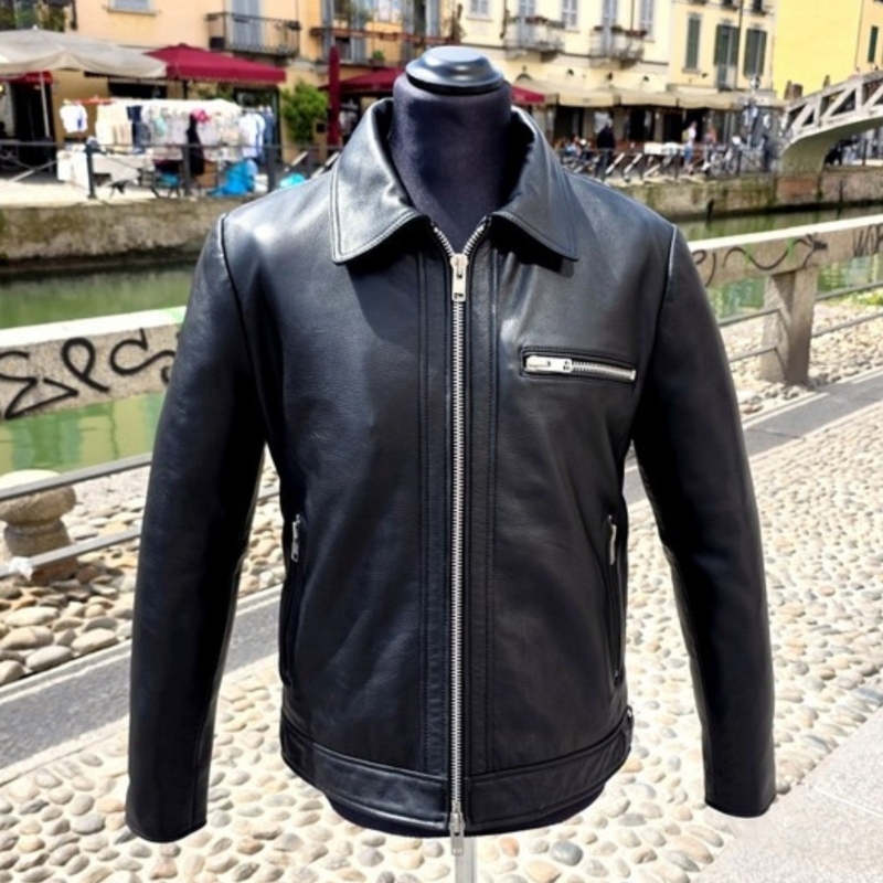Giubbotto in Vera Pelle Cuoio Guendj Stile Moto An