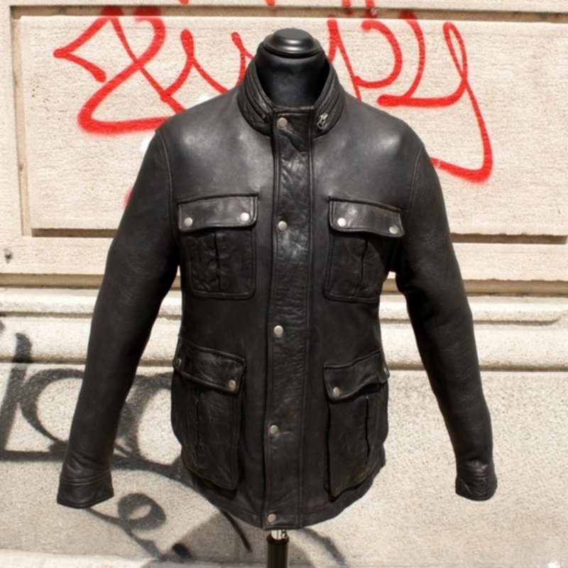 Giubbotto Pelle Guendj Modello Biker Stile Belstaf