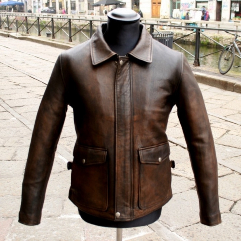 Giubbotto Pelle Indiana Aviator Guendj Marrone Inv