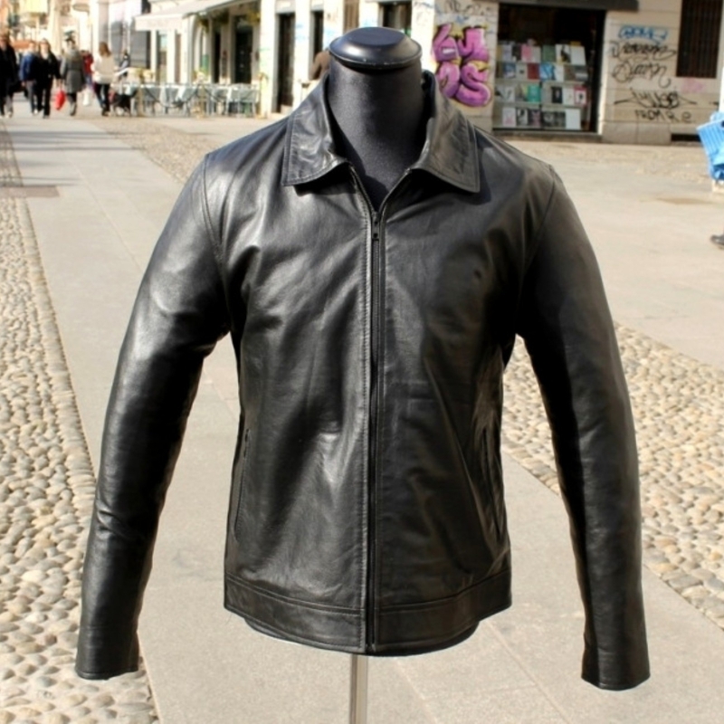 Giubbotto giacca pelle modello anni 70 dritto Guen