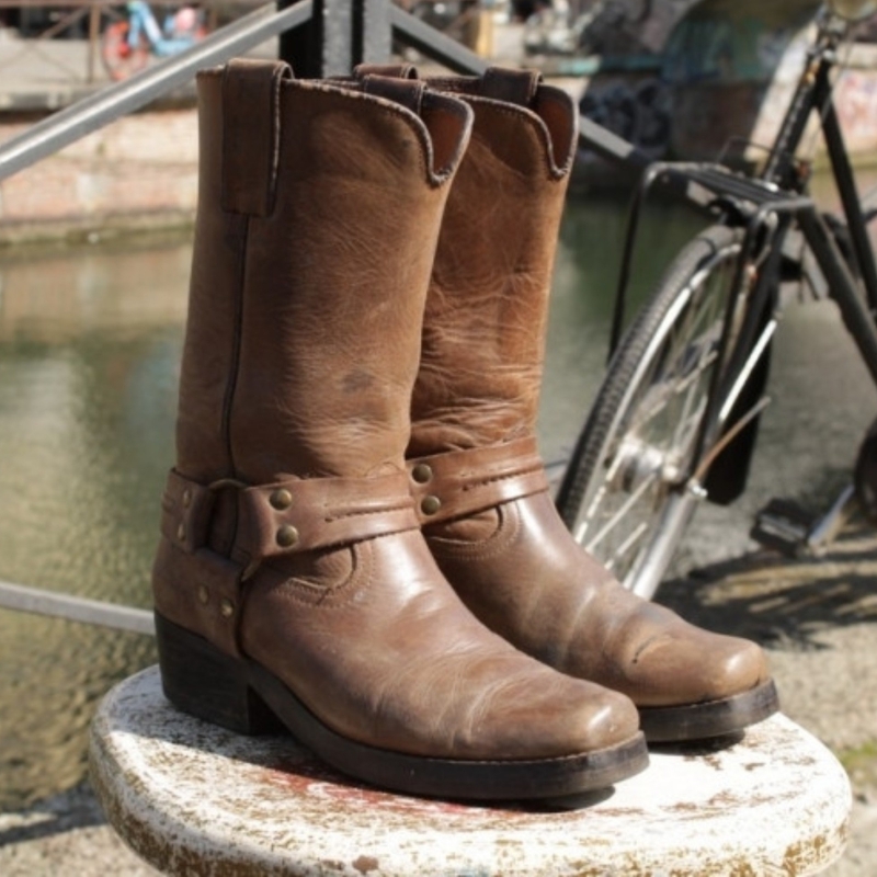Stivali Pelle Biker Marrone Cuoio Joe Sanchez N 40