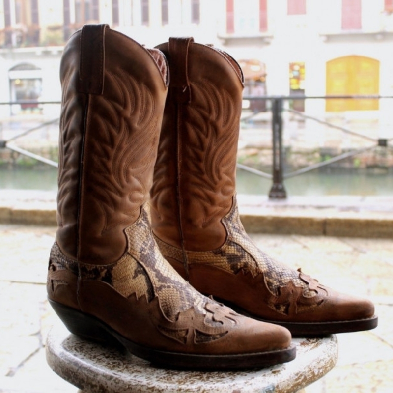 Stivali Pelle Texani Western Boots Rifiniture in P