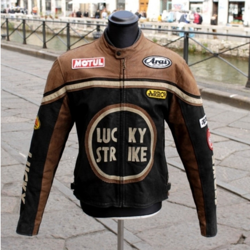Giubbotto Pelle Moto Vintage Lucky Strike Racing