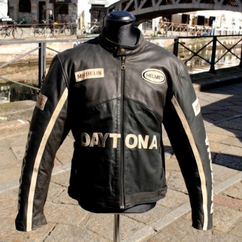 Giubbotto Pelle Moto Vintage Racing Daytona anni 9