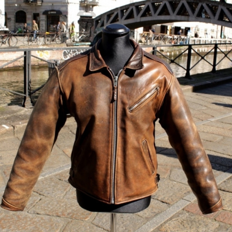 Giubbotto Pelle Invecchiata Moto Harley Davidson 