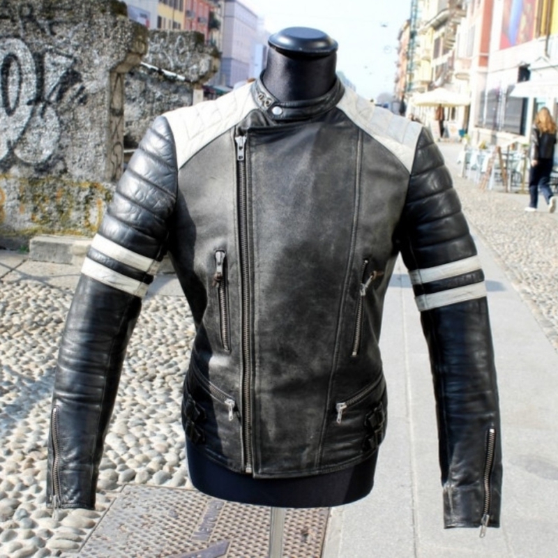 Giubbotto Pelle Moto Biker Vintage Ralph Lauren Un