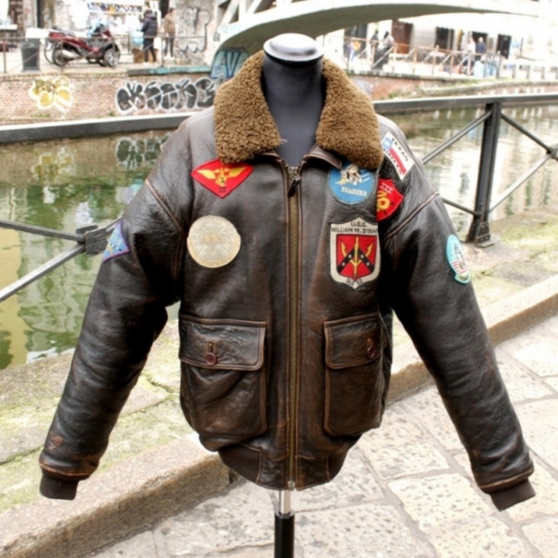 Giubbotto Pelle Aviatore Avirex Top Gun Vintage Or