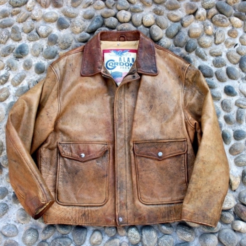 Giubbotto Pelle Alan Gordon Vintage Marrone Invecc