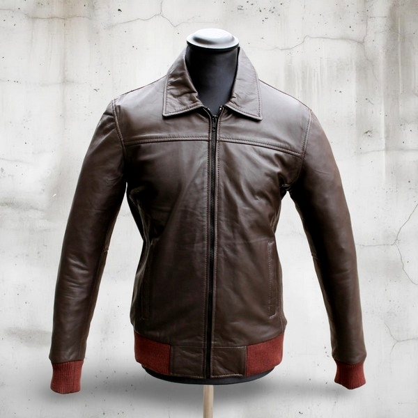 Giubbotto giacca bomber pelle fonzie marrone Guend