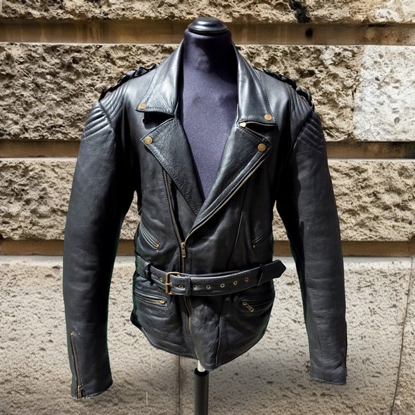 Giubbotto Pelle Moto Vintage Stile Tedesco taglia 