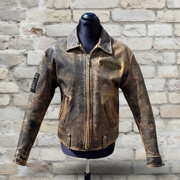 Giubbotto Pelle Marrone Cuoio Invecchiato Harley D