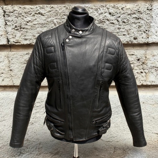 Giubbotto chiodo pelle moto biker anni 90 Es tagli
