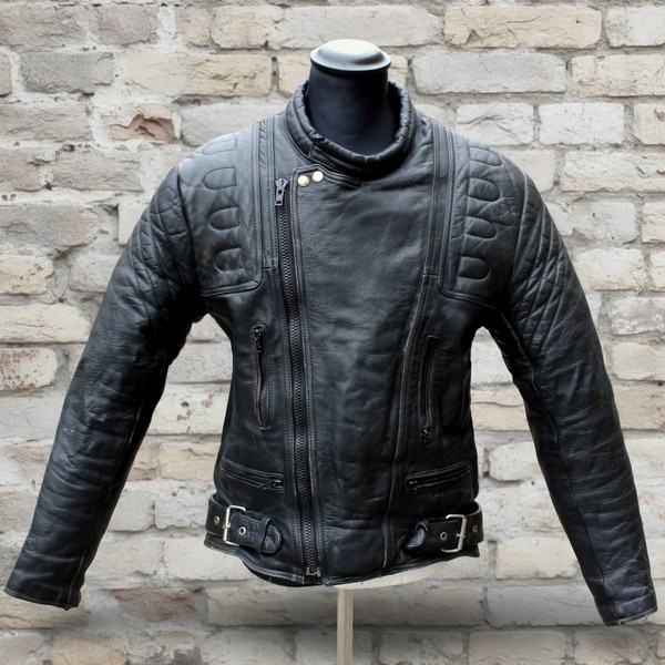 Giubbotto Pelle Moto Biker tedesco Vintage Taglia 