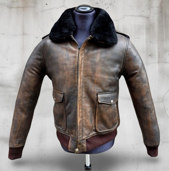 Giubbotto Aviatore Vintage Pelle Bomber Jacket Gue