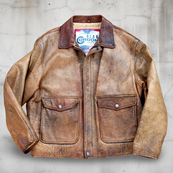 Giubbotto Pelle Alan Gordon Vintage Marrone Invecc