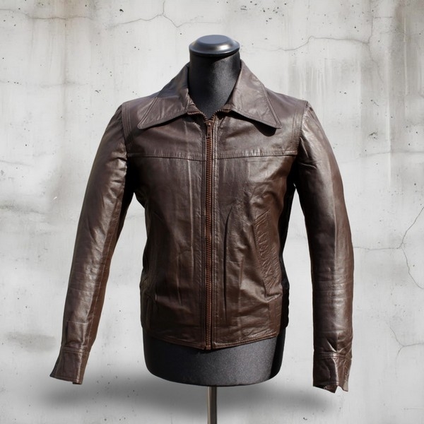 Giubbotto pelle bomber marrone vintage fonzie tagl