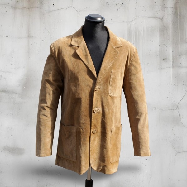 Giacca Pelle Blazer Vintage Scamosciato