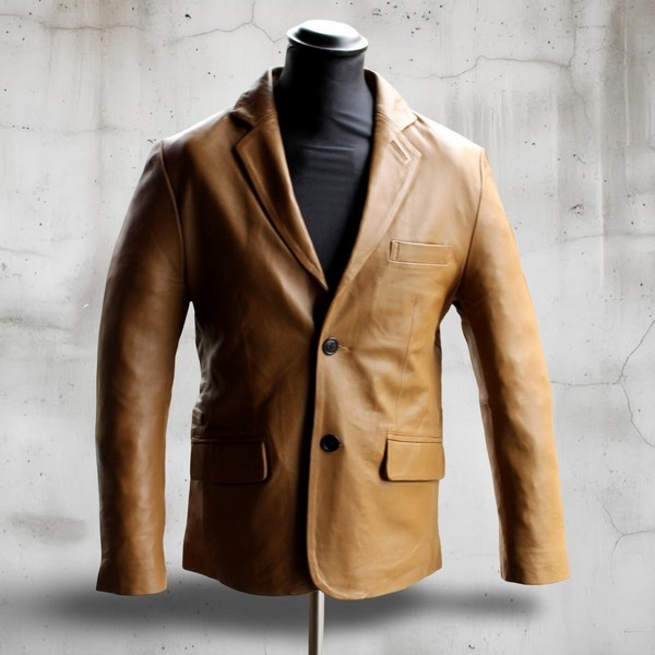 Giacca Pelle Blazer Guendj modello anni 70 