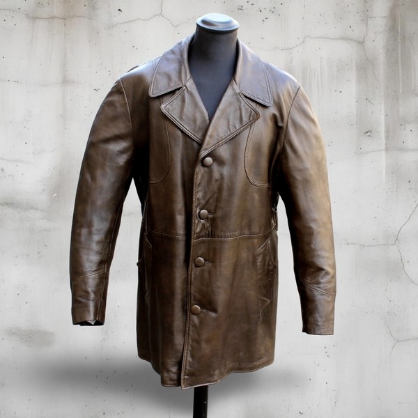 Giacca Giaccone Pelle Vintage Marrone Anni 90 made