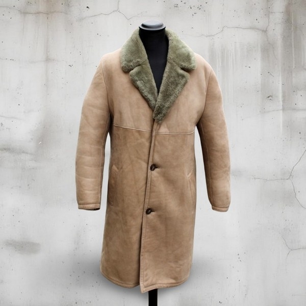 Cappotto Pelle Montone Shearling Monopetto Beige T