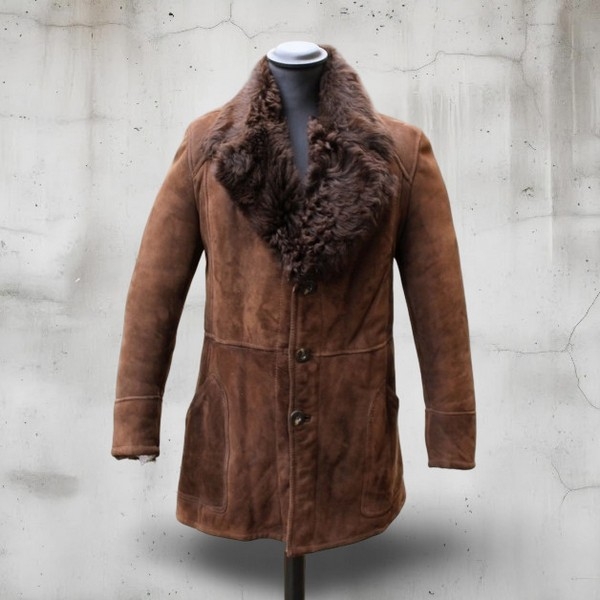 Cappotto Pelle Montone Vintage Con Pelliccia Folta