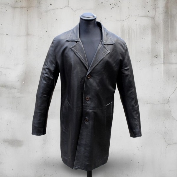 Vintage leather coat single breasted size XL