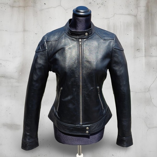 Giubbotto giacca pelle nera donna stile biker Guen