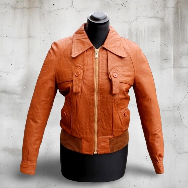 Giubbotto pelle bomber vintage tabacco taglia S