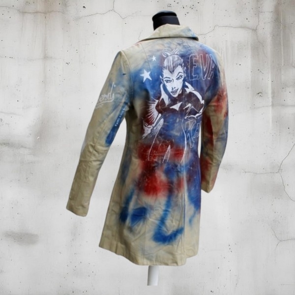 Trench pelle vintage Eva Kant Painted taglia S