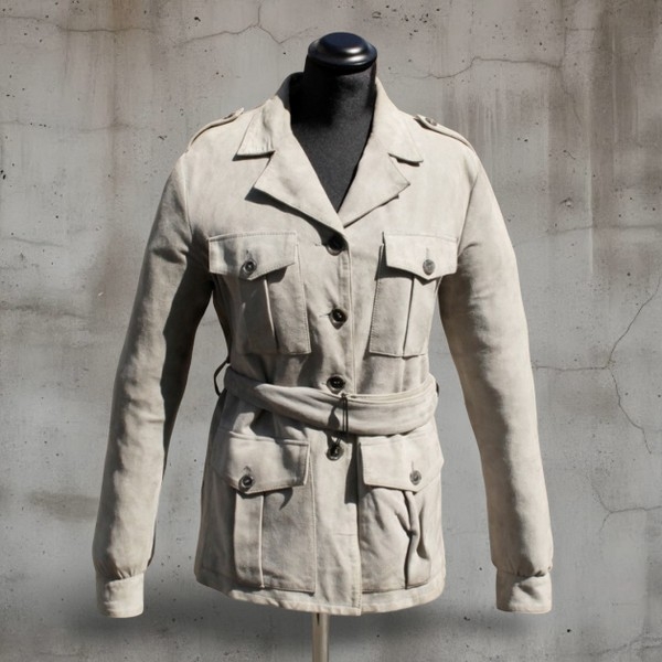 Vintage suede leather jacket short coat size 44