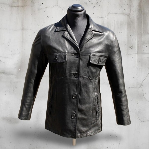 Giacca Pelle Vintage Uomo Donna Unisex taglia 46 E