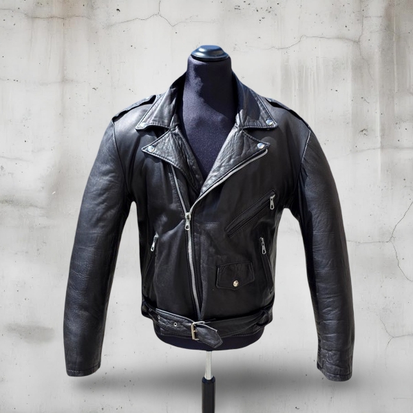 Vintage leather jacket made in italy biker