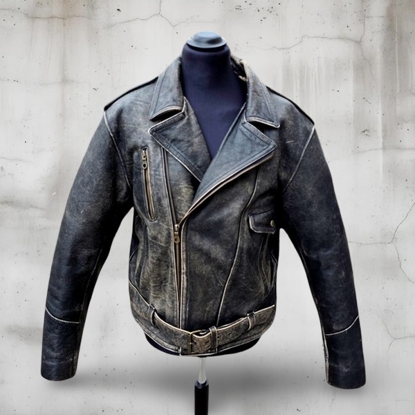 Trapper vintage biker leather jacket size xl
