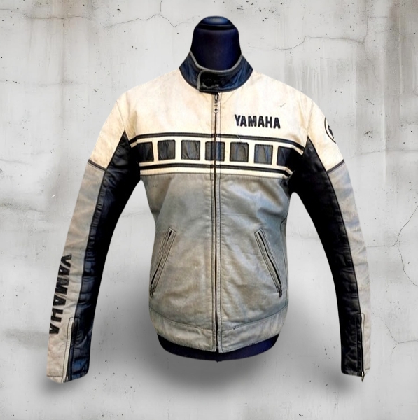Giubbotto Pelle Moto Yamaha Vintage Taglia L Eng